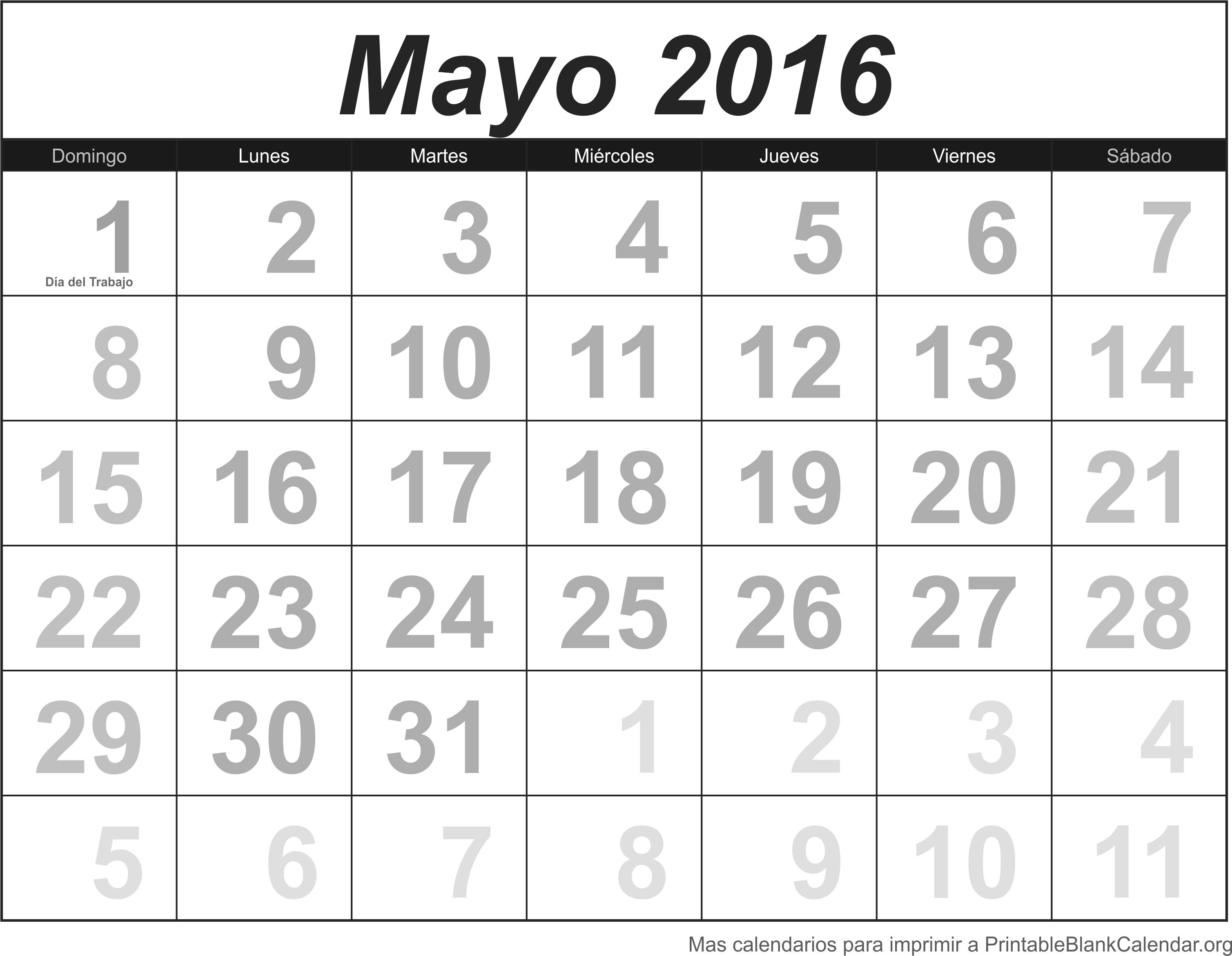 Calendario May 2016