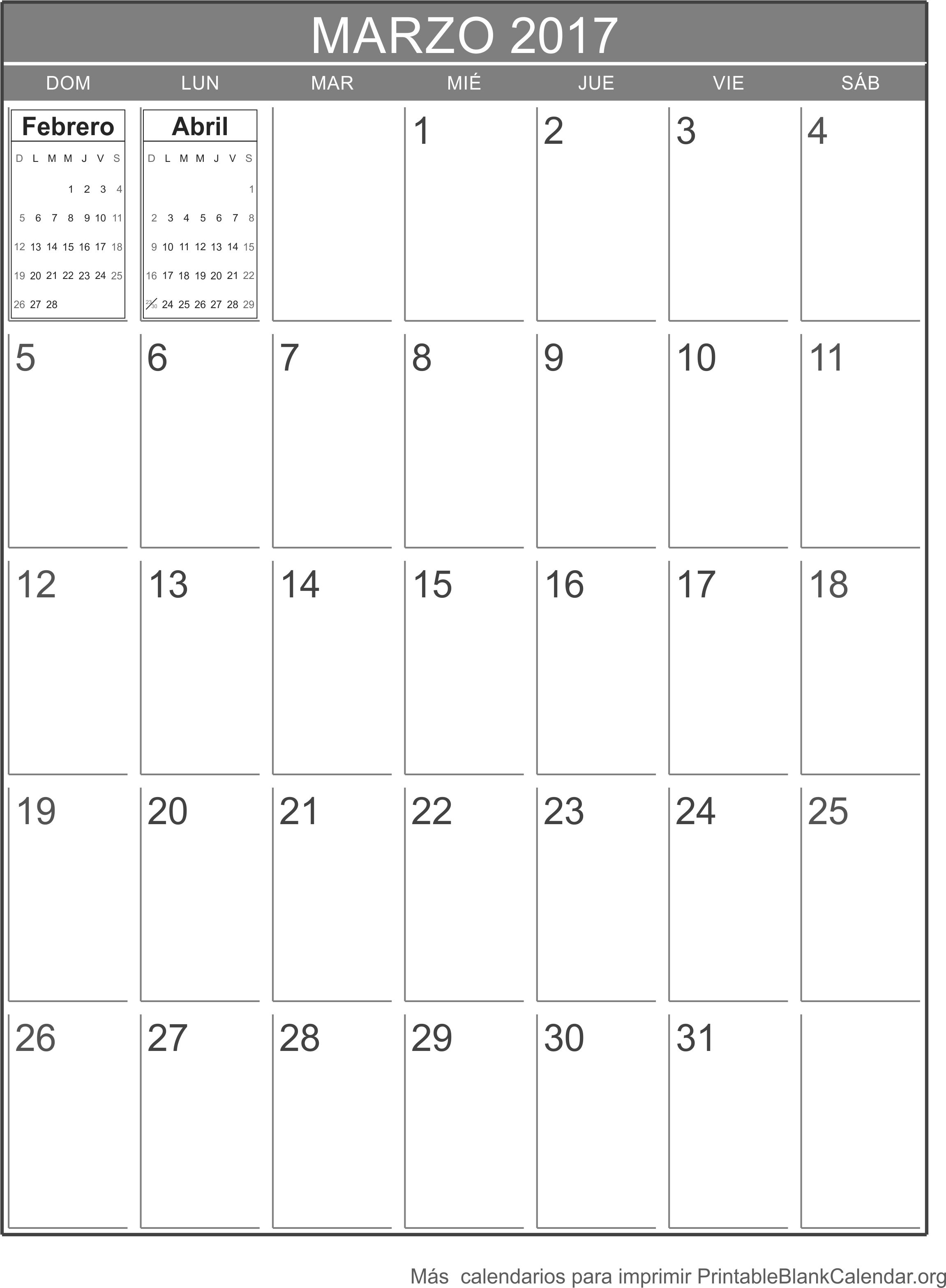 marzo 2017 calendario