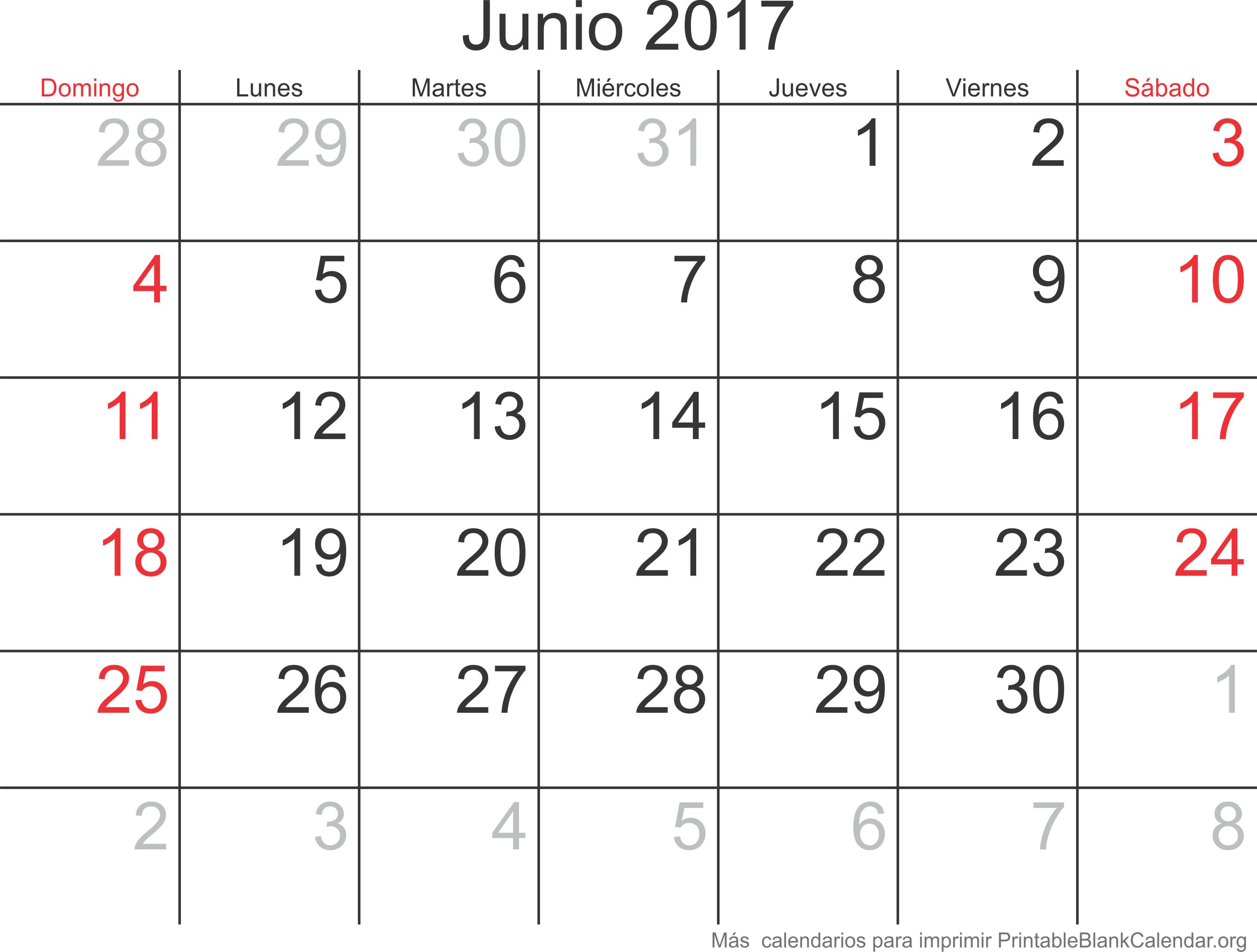 calendario para imprimir jun 2017