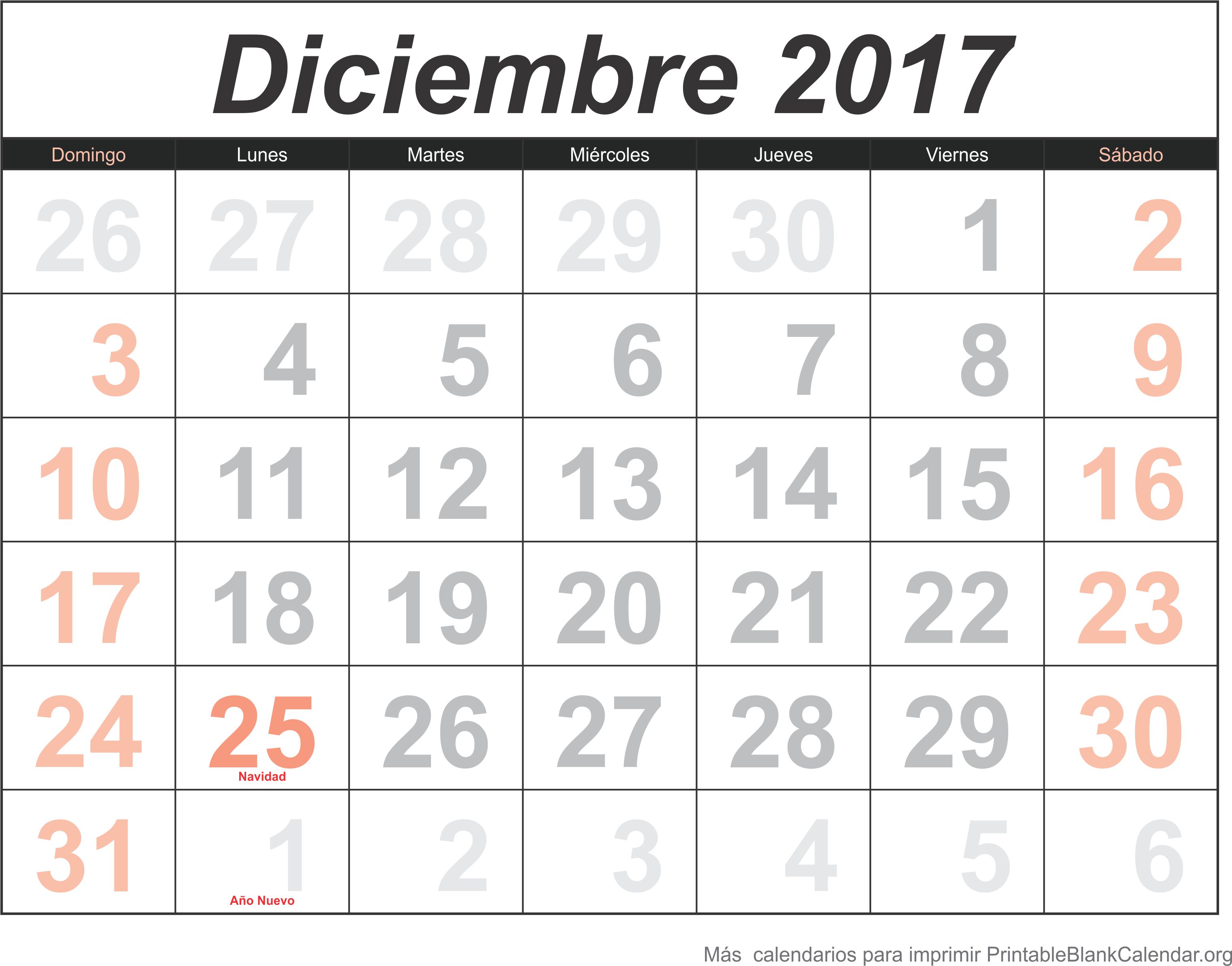 calendario dec 2017