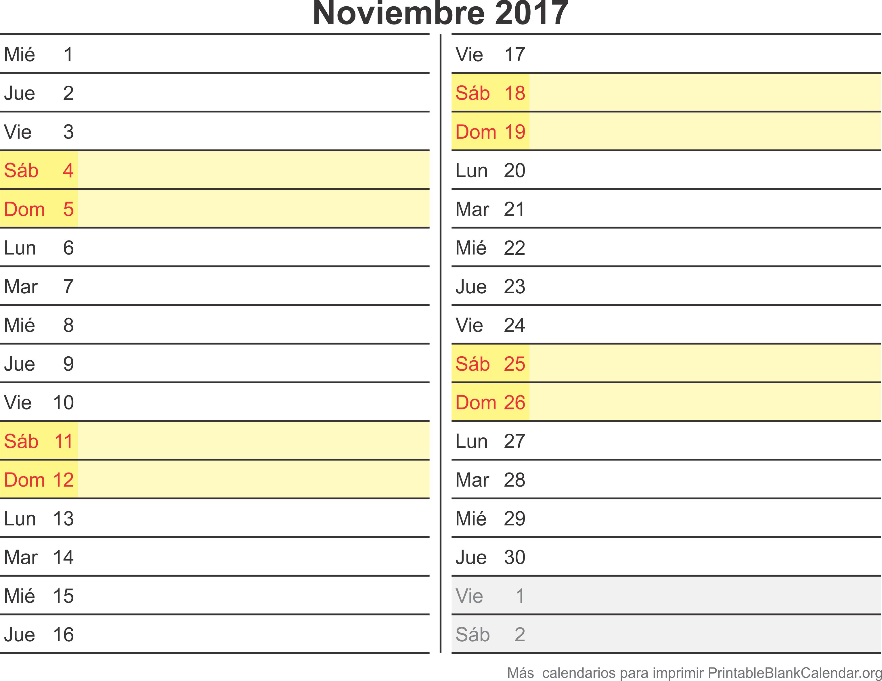 noviembre 2017 agenda