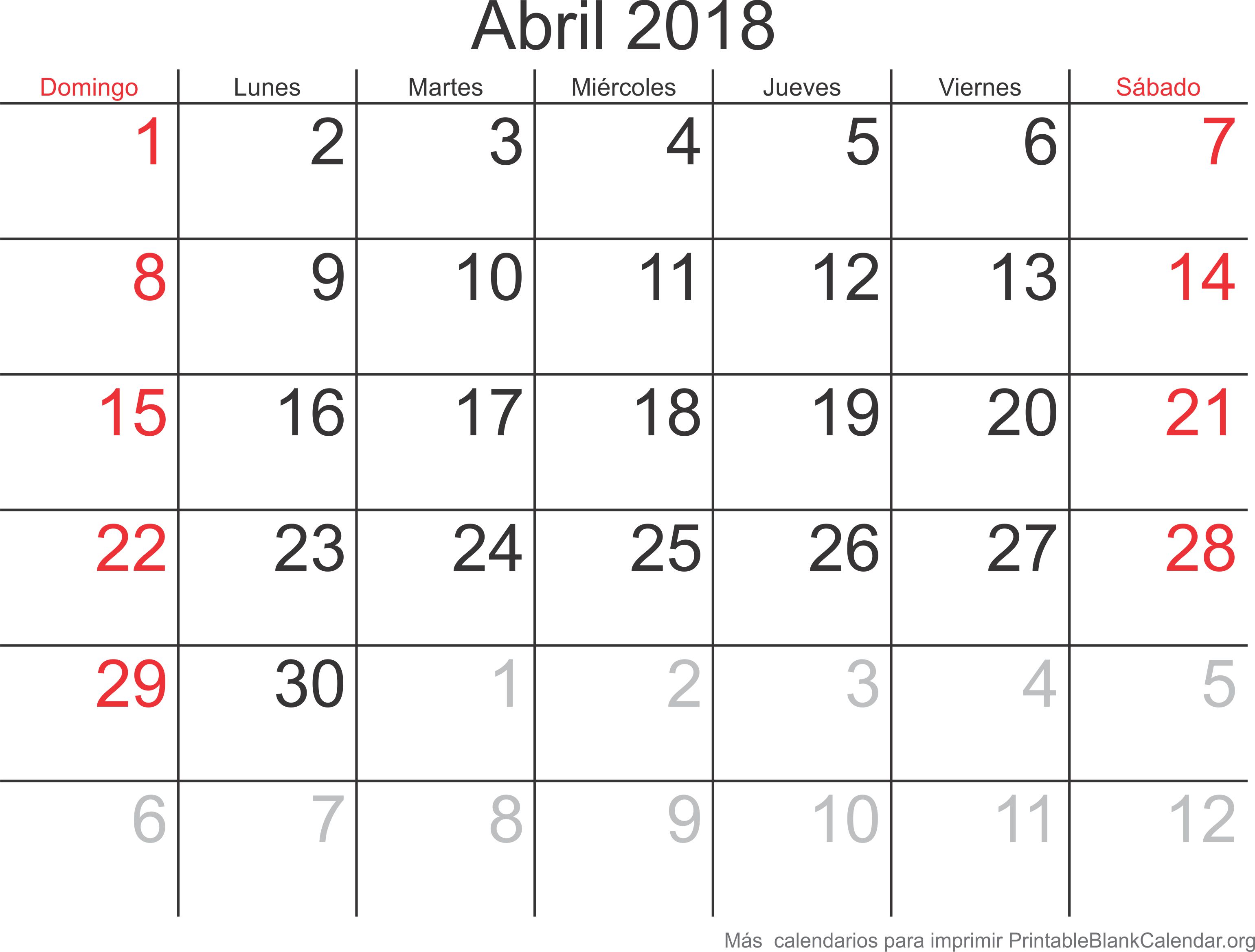 calendario abr 2018