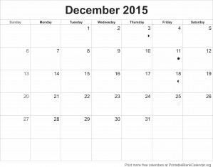 Printable calendar December 2015