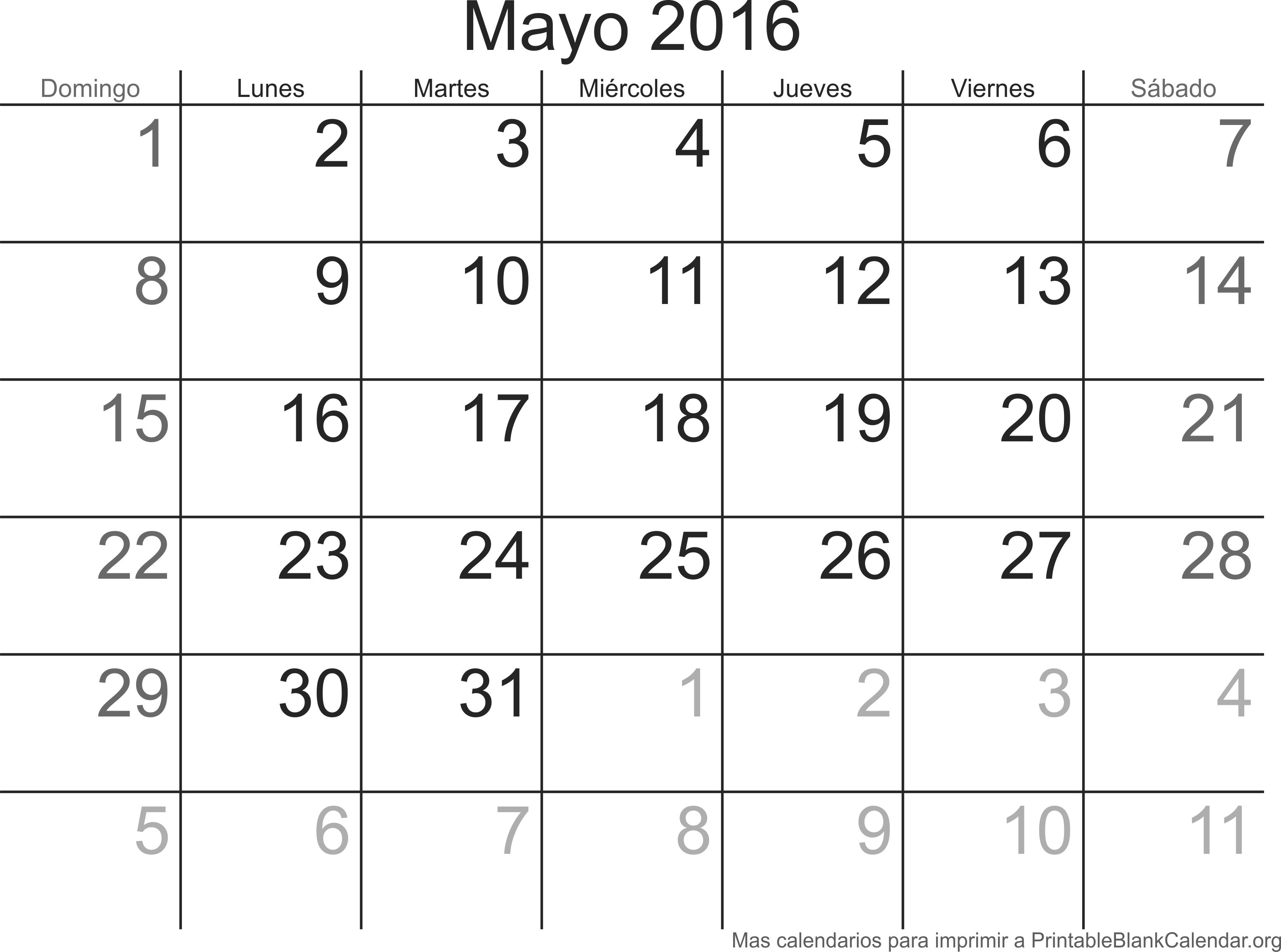 May 2016 calendario