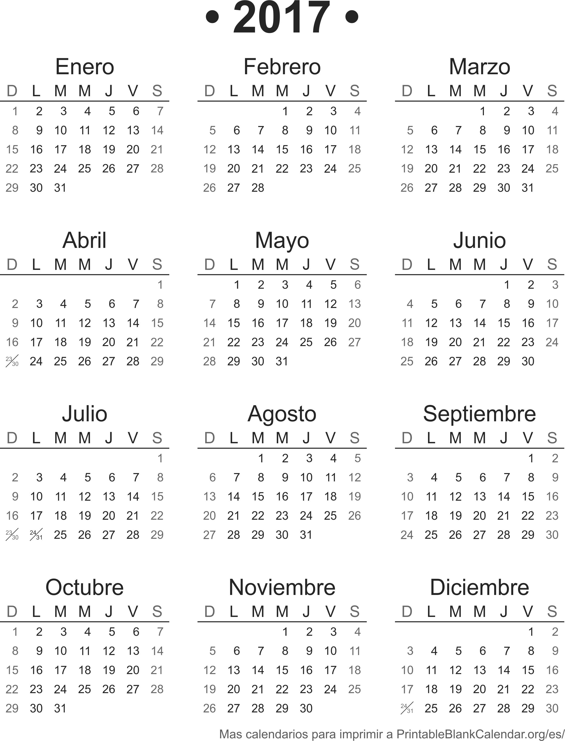 2017 Calendario