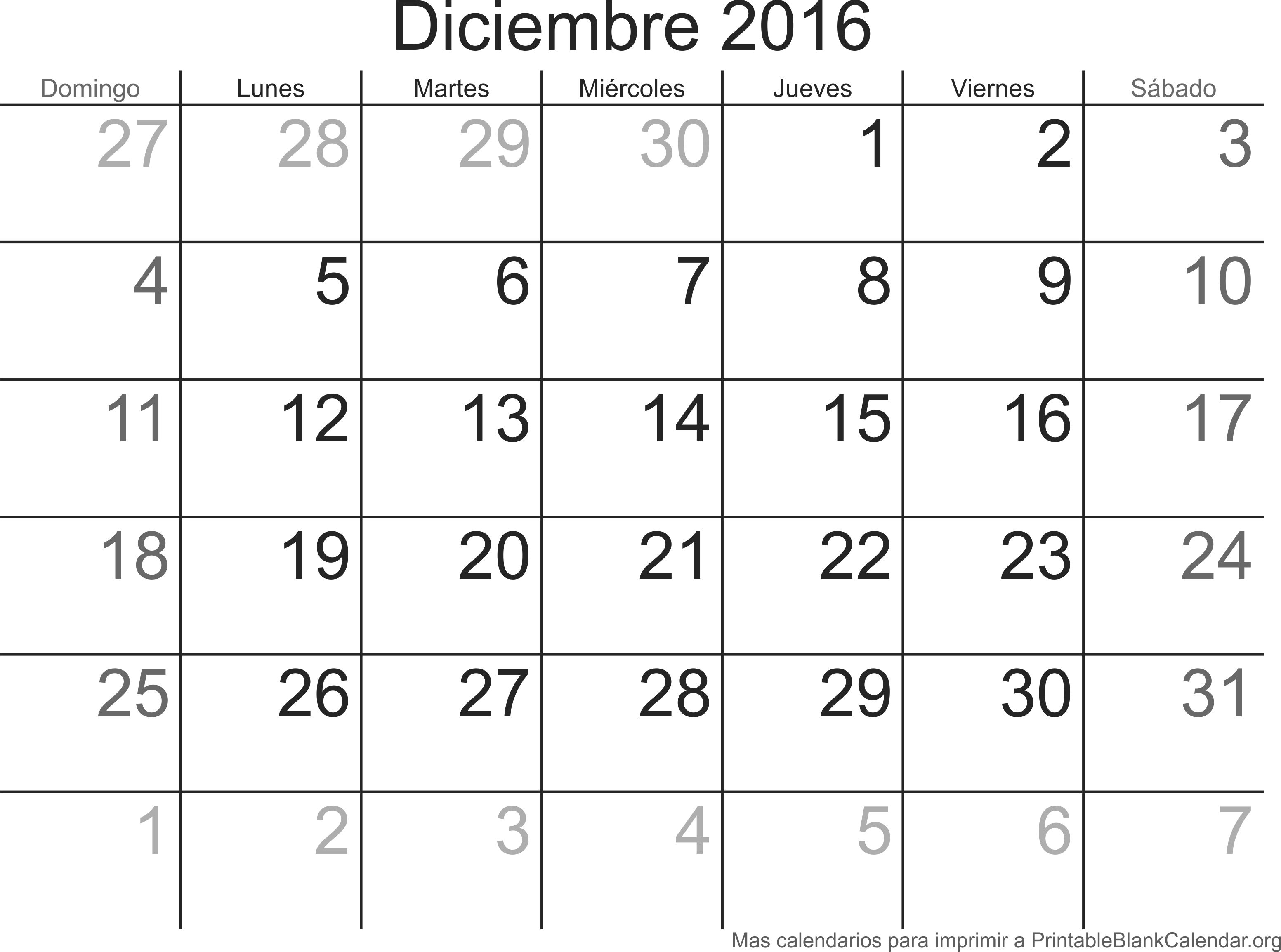 dec 2016 calendario