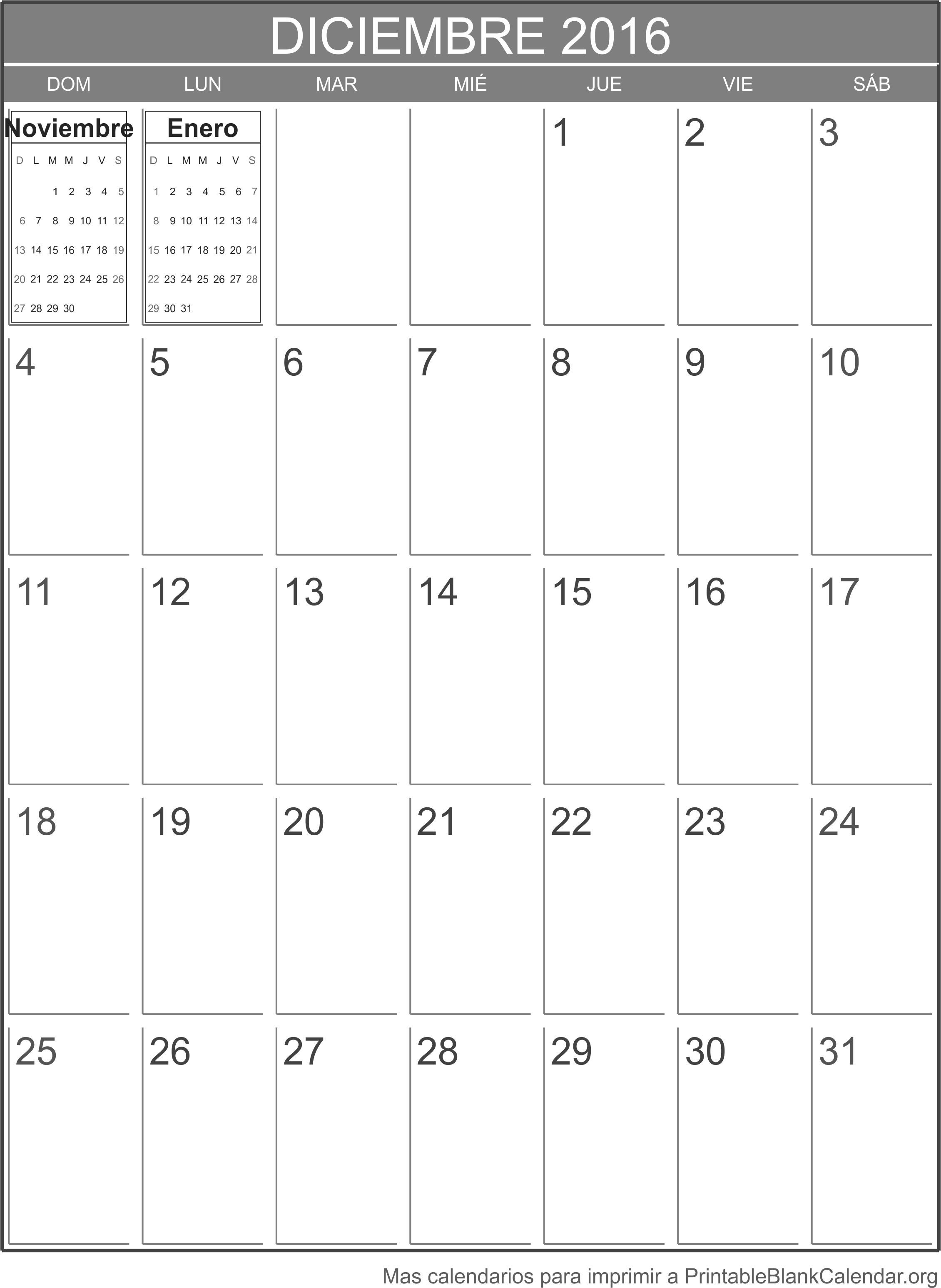 deciembre 2016 calendario