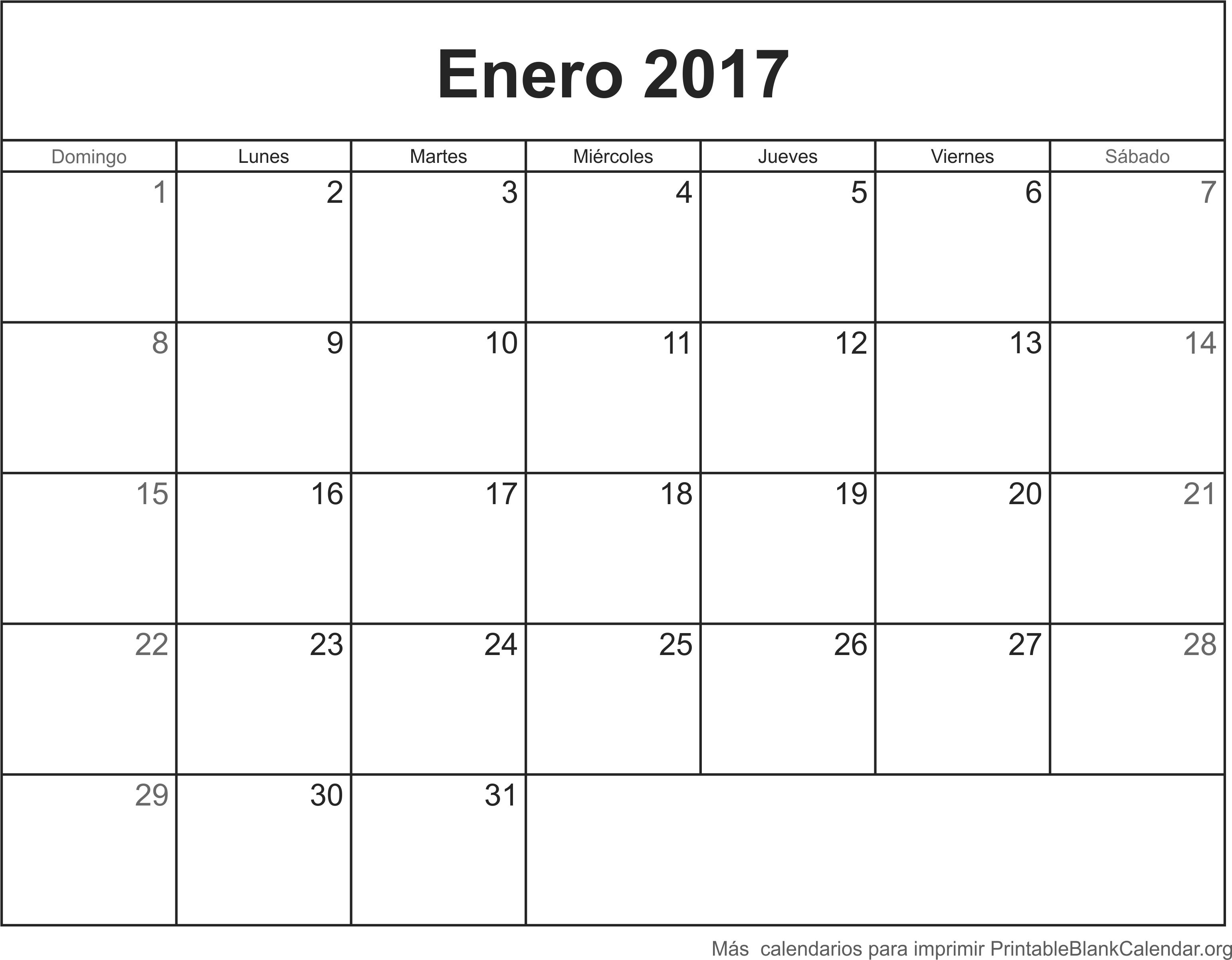 calendario ener 2017 para imprimir