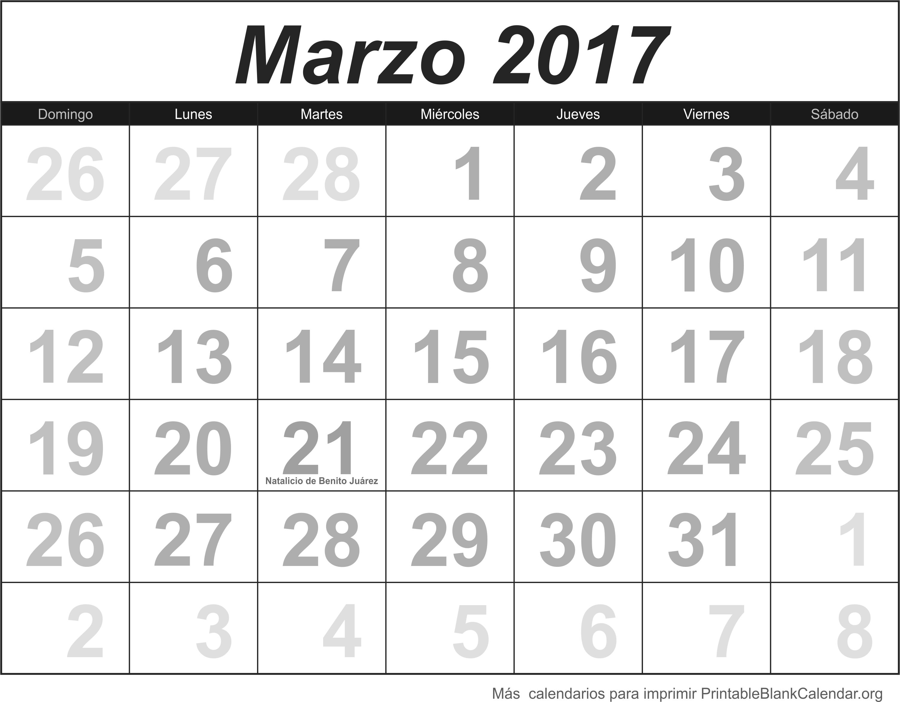 calendario mar 2017