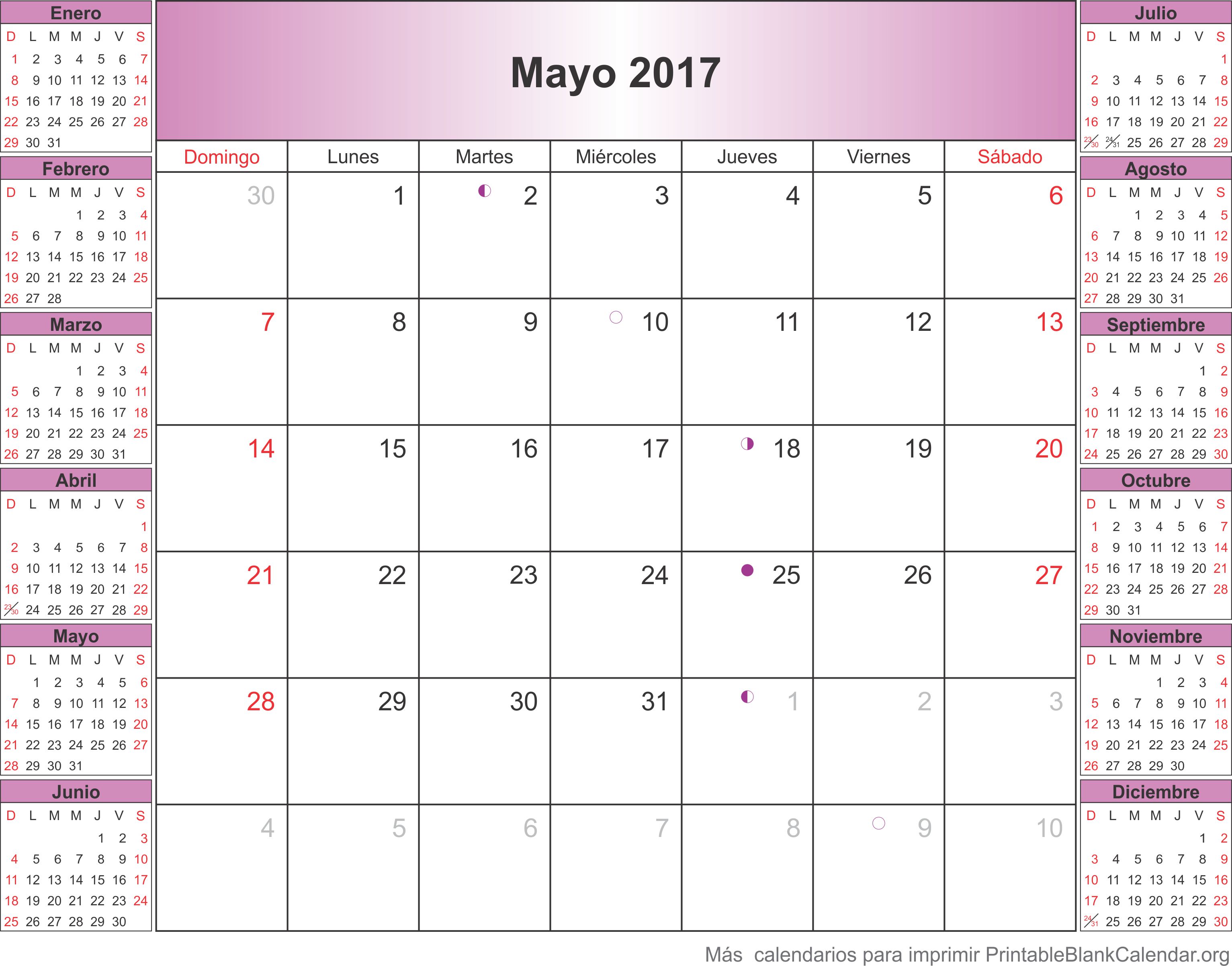 calendario mayo 2017