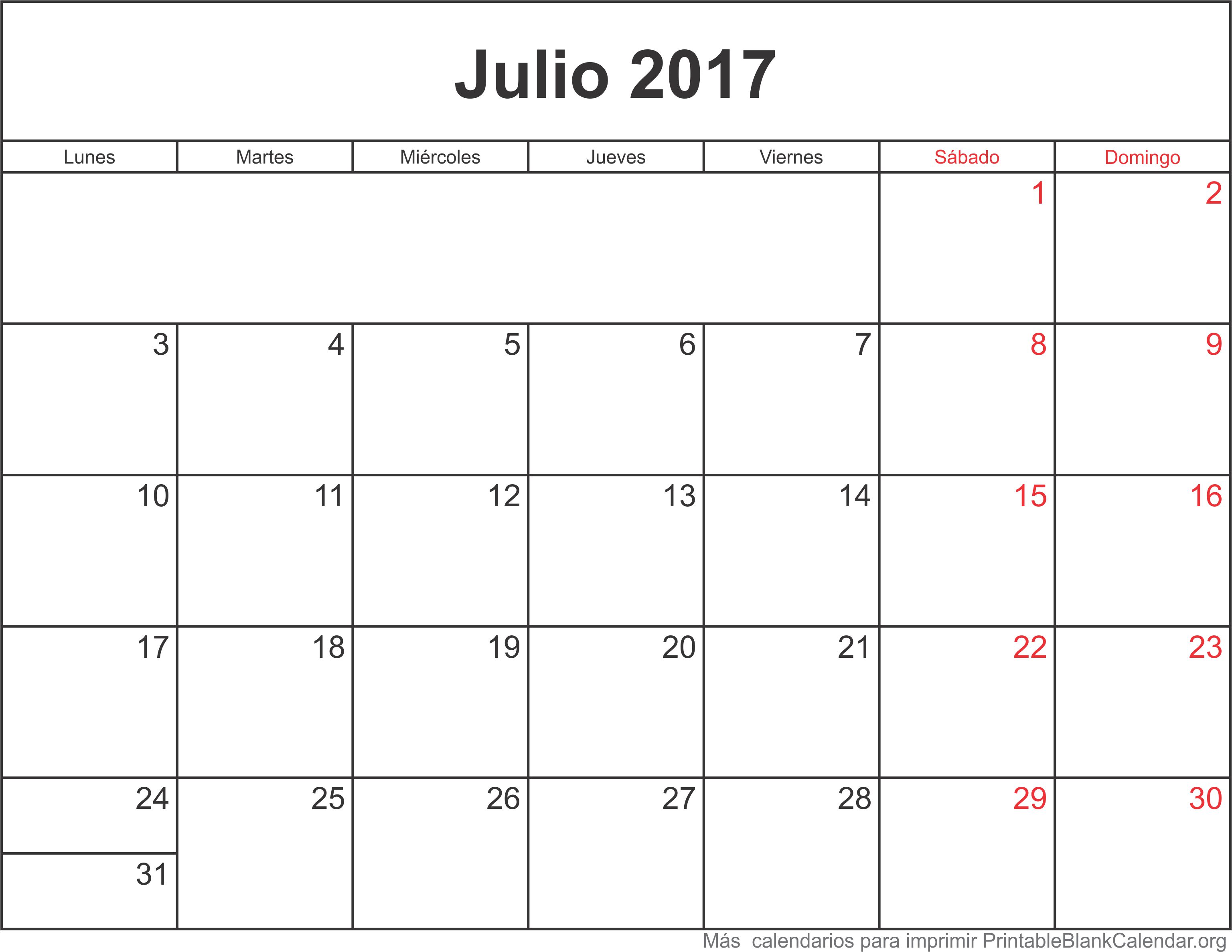 calendario jul 2017 para imprimir