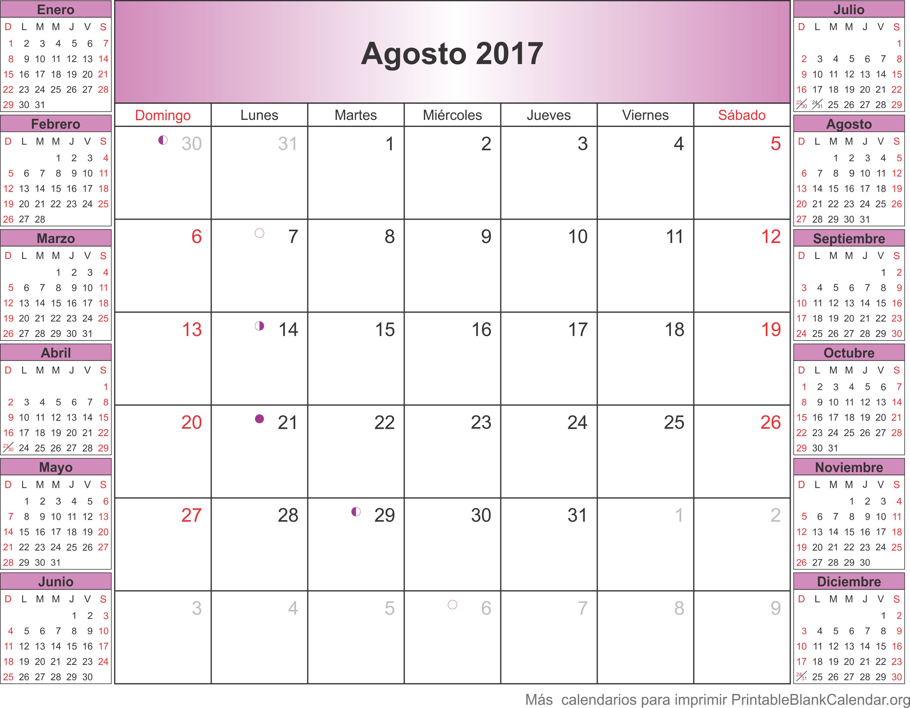agosto 2017 calendario