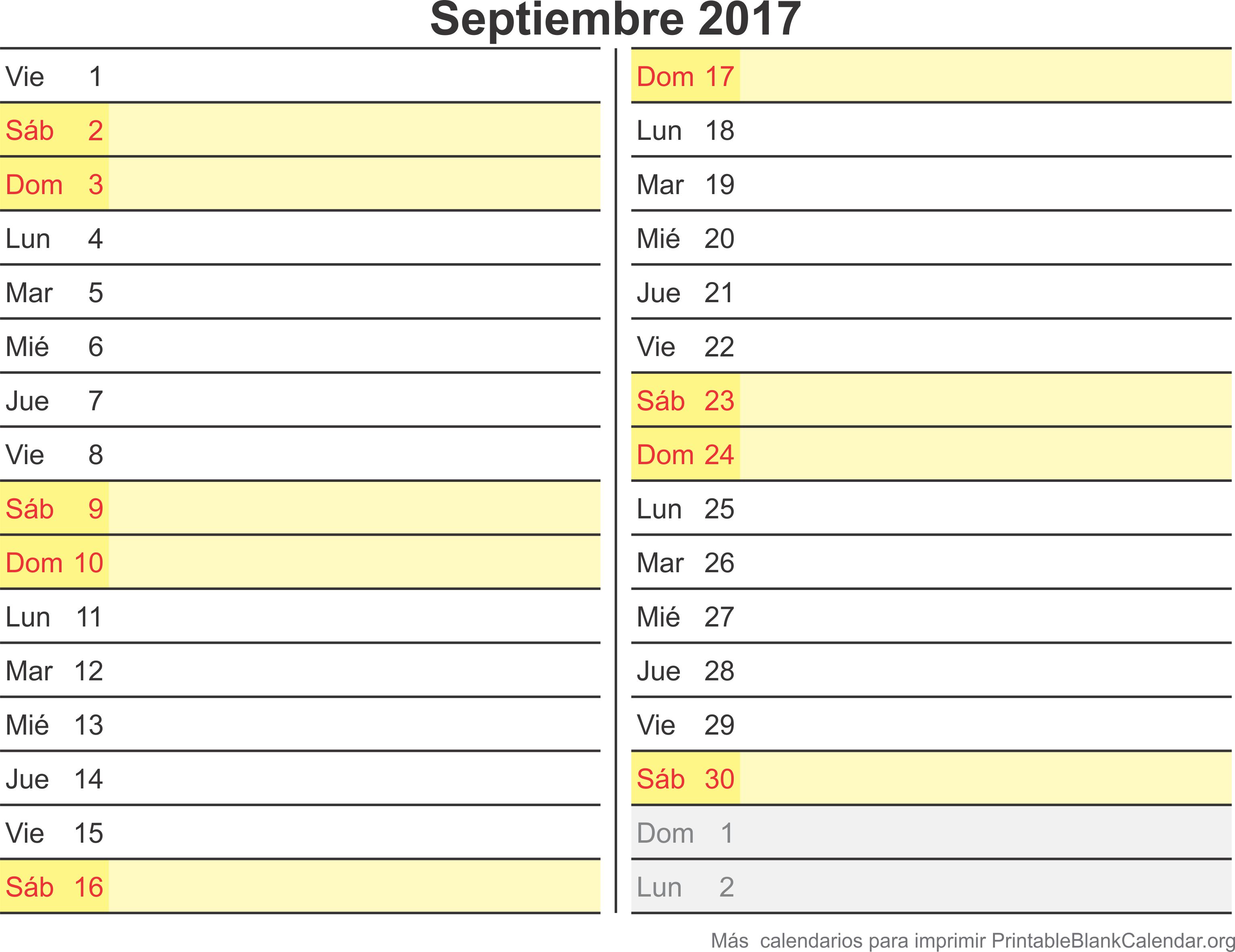 agenda septiembre 2017 para imprimir