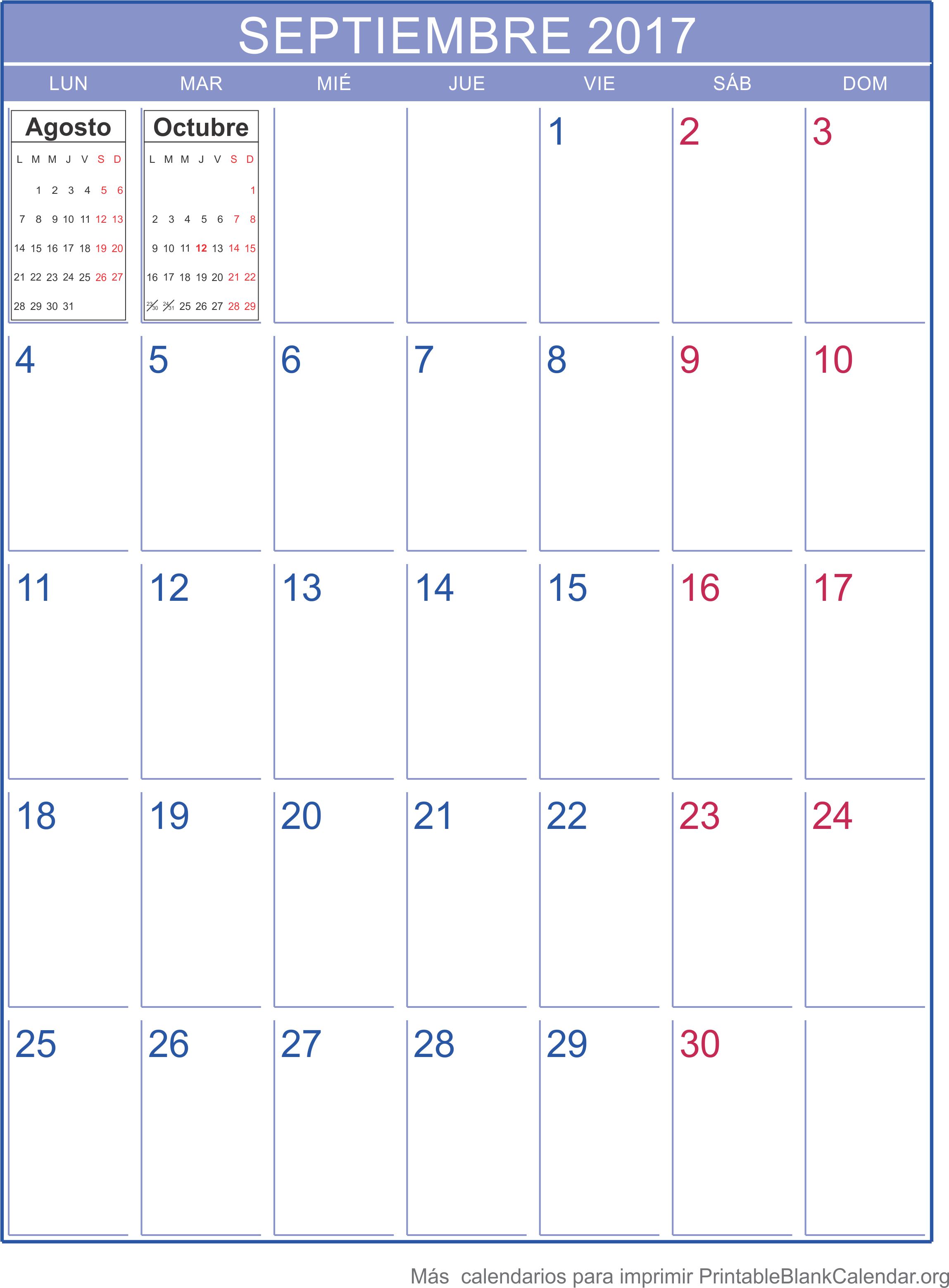 septiembre 2017 calendario
