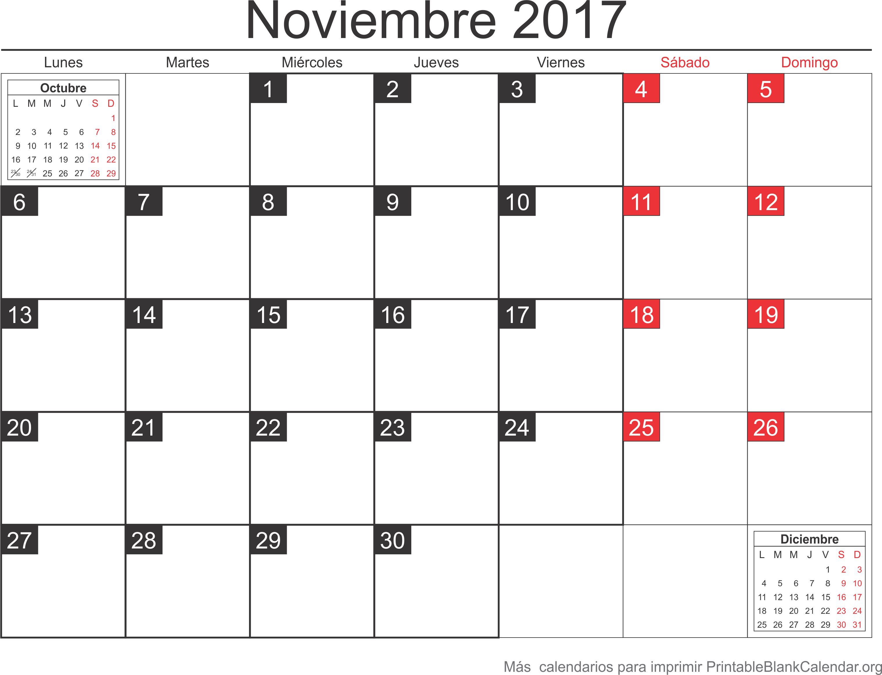 nov 2017 calendario