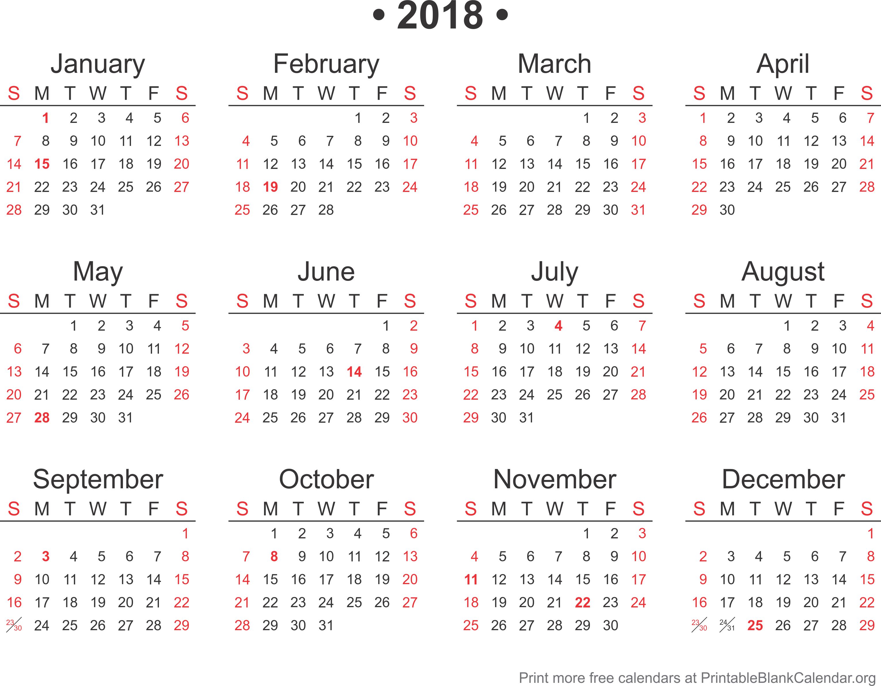 2018 calendar - Printable Blank Calendar.org
